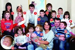 英国37岁女子育16个子女组该国最大家庭(图)