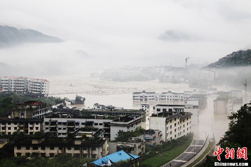 四川暴雨致3座大桥垮塌 汶川地震遗址被淹(图)