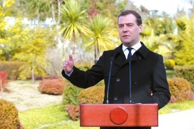 梅德韦杰夫在索契发表讲话。图/东方IC